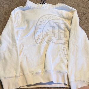 Tommy Hilfiger White Tonal Logo Pullover Hoodie - Women's Sweater
